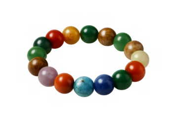 Colorful gemstone beads bracelet on transparent background