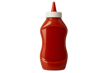 Ketchup sauce in squeeze bottle on transparent background