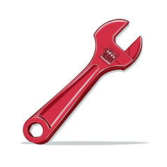 Obraz premium Red Adjustable Wrench Tool Isolated Vector Illustration