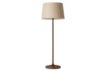 Modern floor lamp with fabric shade illuminating space
