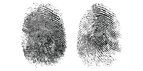 Forensic fingerprint identification symbol for data security isolated on white background