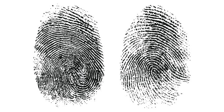 Forensic fingerprint identification symbol for data security isolated on white background