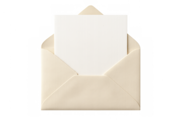 Blank white paper card inserting into envelope