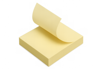 Yellow sticky note pad with peeling memo