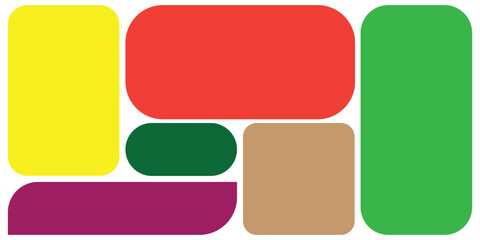 Abstract colorful rounded rectangular shapes background design isolated on white background