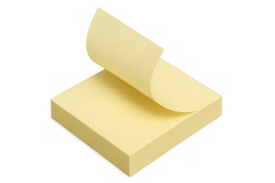 Yellow sticky note pad with peeling memo