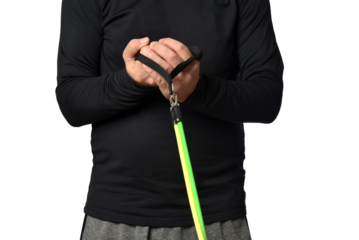 Elastic knee brace for physical training, crossfit, physiotherapy, body health, exercise, pilates, yoga and bodybuilding isolated on white background.