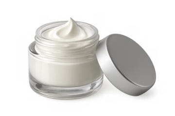 Skincare cream in glass jar with lid