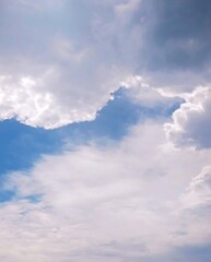 a beautiful, bright blue sky with fluffy white clouds, perfect for a background