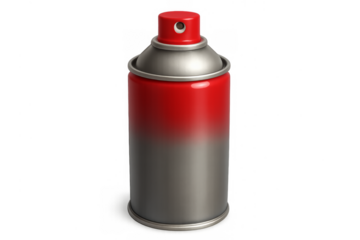 Red and grey spray paint can isolated