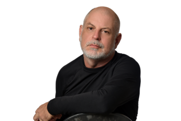 portrait adult man bald white beard face expression happy thoughtful male model gentleman in black clothes image.