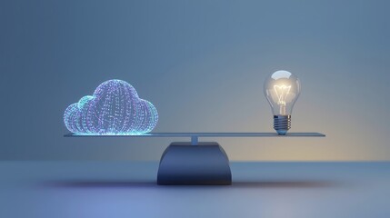 Cloud computing and idea balance, a concept of technology and innovation