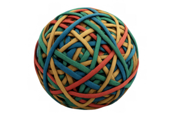 Rubber band ball in multiple bright colors