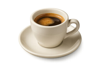 Obraz premium Espresso coffee cup with saucer, transparent background