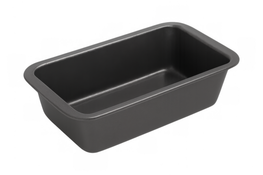 Empty non-stick metal loaf baking pan cookware