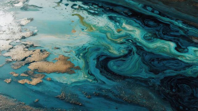 oil slick on a shimmering water surface environmental pollution concept animation