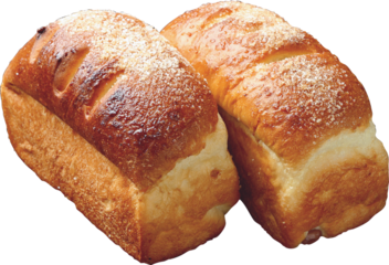 Two loaves of freshly baked bread isolated on transparent background
