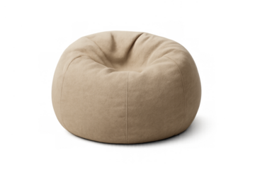 Beige bean bag chair furniture on transparent background