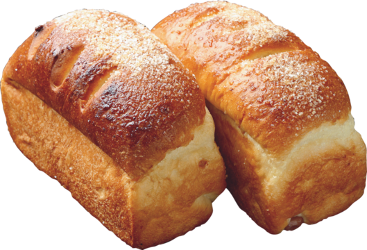 Two loaves of freshly baked bread isolated on transparent background