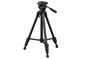 Black photography tripod providing stable camera support