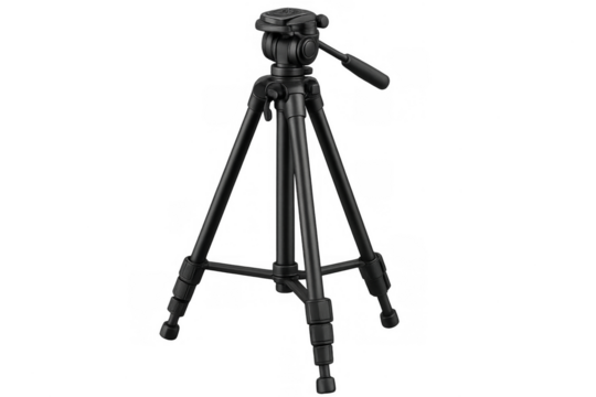 Black photography tripod providing stable camera support - Powered by Adobe