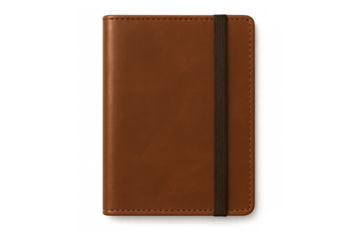 Brown leather notebook journal with elastic closure