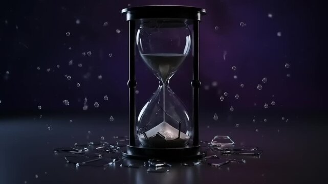 Hourglass Shattered Time Passing Time Flies Time is Up Concept Time Running Out Moment