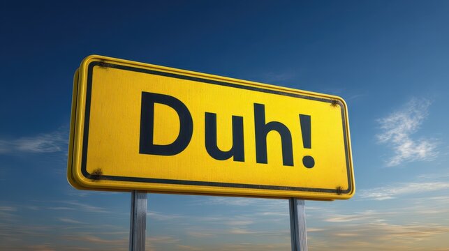 Duh! A Humorous Yellow Billboard Sign Illustrating Life's Blunders and Mistakes