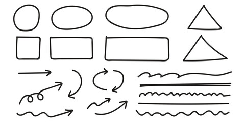 Fototapeta premium Pencil crayon arrows, cross sign, text quote frames icon vector. Hand drawn line check mark elements symbol. vector illustration.