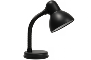Black flexible desk lamp providing workspace lighting