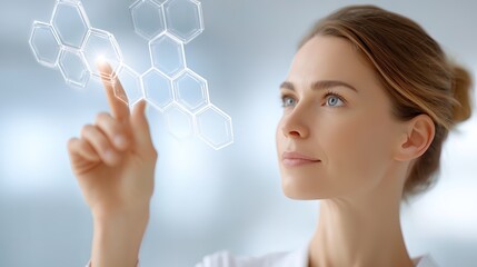 Woman engaged in scientific research using digital technology in a modern laboratory setting