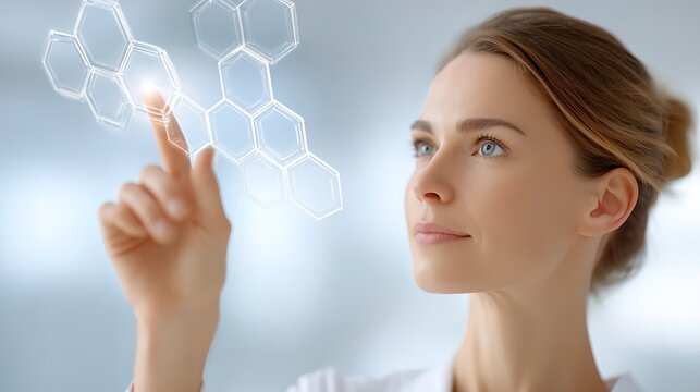 Woman engaged in scientific research using digital technology in a modern laboratory setting