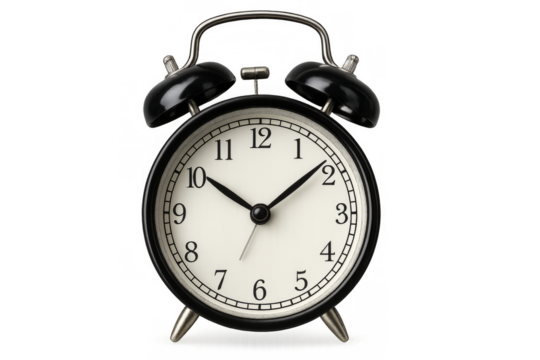 Black retro alarm clock ringing waking up