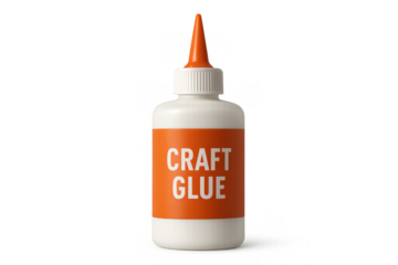 White craft glue bottle with orange label