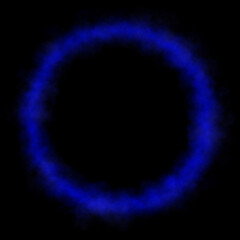 Vivid glowing blue smoke circle ring frame with soft vapor texture and transparent background isolated abstract illustration