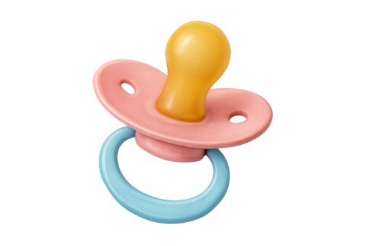 Pink and blue baby pacifier, soother, dummy, transparent background