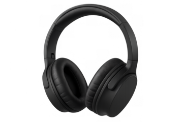 Black wireless headphones for listening to music and podcasts