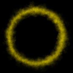 Radiant glowing yellow smoke circle ring frame with soft vapor texture and transparent background isolated abstract illustration