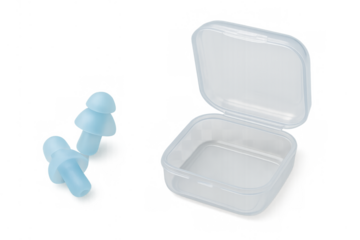 Reusable silicone earplugs and case for hearing protection