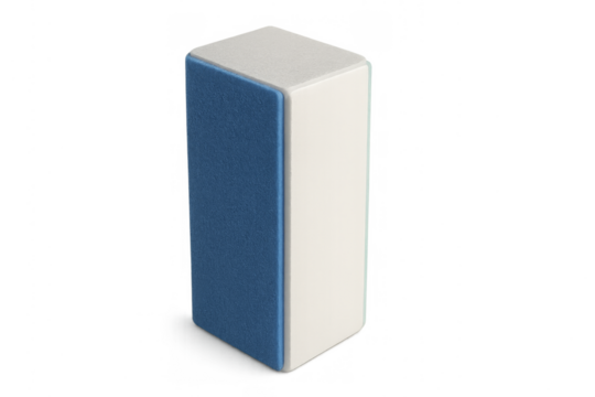 Whiteboard eraser with blue felt on transparent background