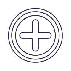 Obraz premium Plus Sign Inside Concentric Circles Simple Line Icon