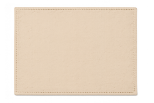 Empty beige leather patch with stitching transparent background - Powered by Adobe