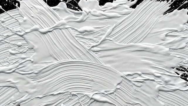Abstract white paintbrush strokes on a black background creating a dynamic and artistic composition