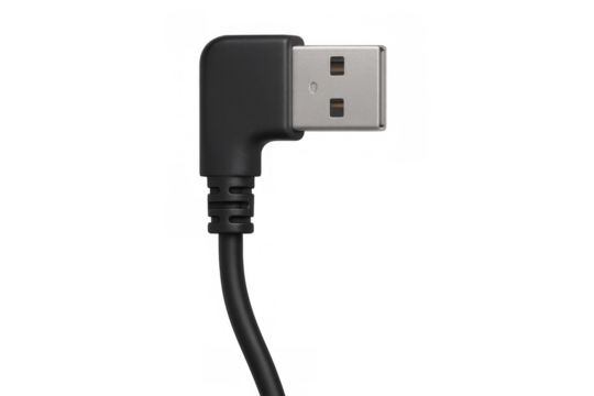 Angled usb cable connector providing data connection