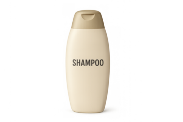 Shampoo bottle with flip top cap on transparent background