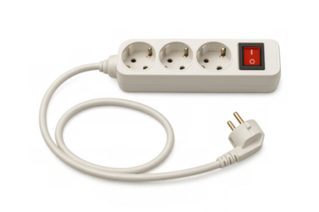 White power strip with switch connecting electricity
