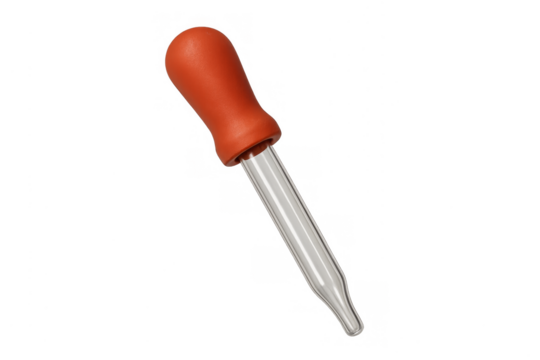 Glass dropper tool with red rubber bulb