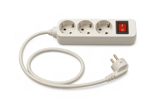 White power strip with switch connecting electricity