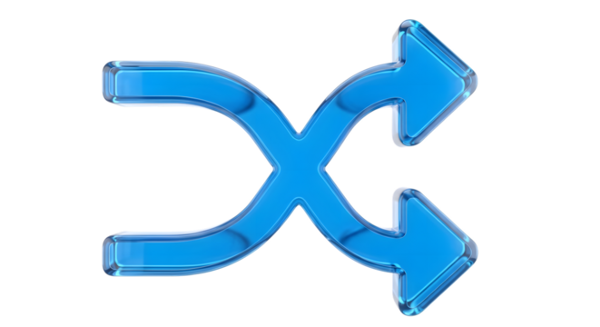 Blue glass shuffle icon - Powered by Adobe