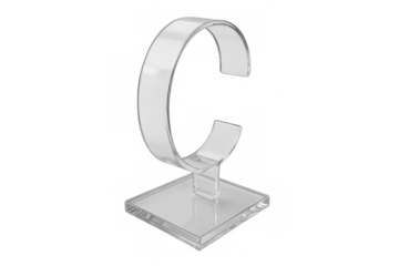 Clear acrylic watch display stand holder on transparent background